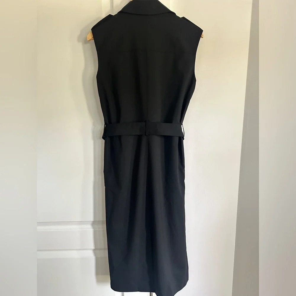 NEW Reiss Kimora  Wool Blend Double Breasted Tie Midi Dress Black | UK 10 / US 6 - Picture 7 of 12